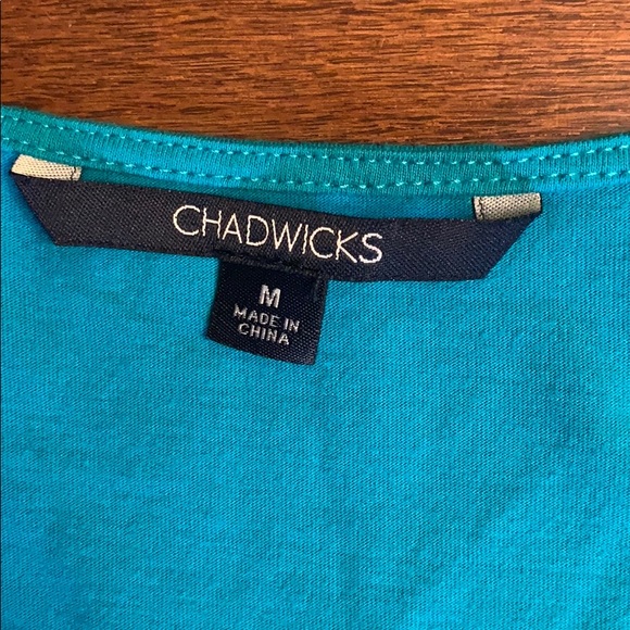 Chadwick’s Empire Waist Teal Sleeveless dress. SzM - Picture 2 of 6